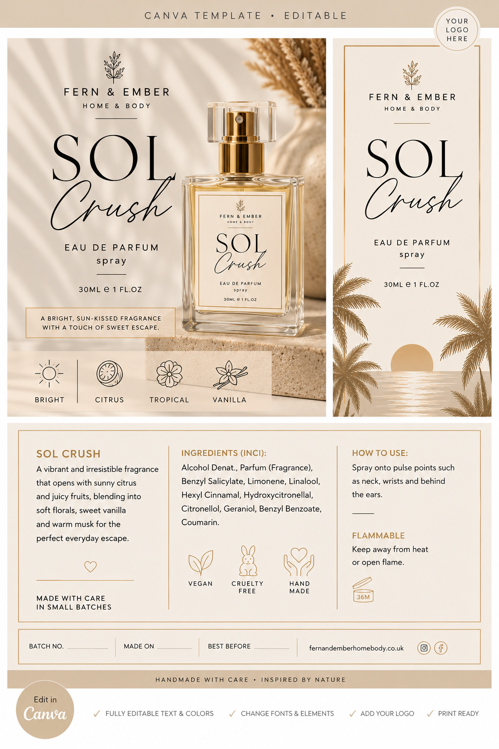 Sol Crush Eau De Parfum 30ml by Fern & Ember