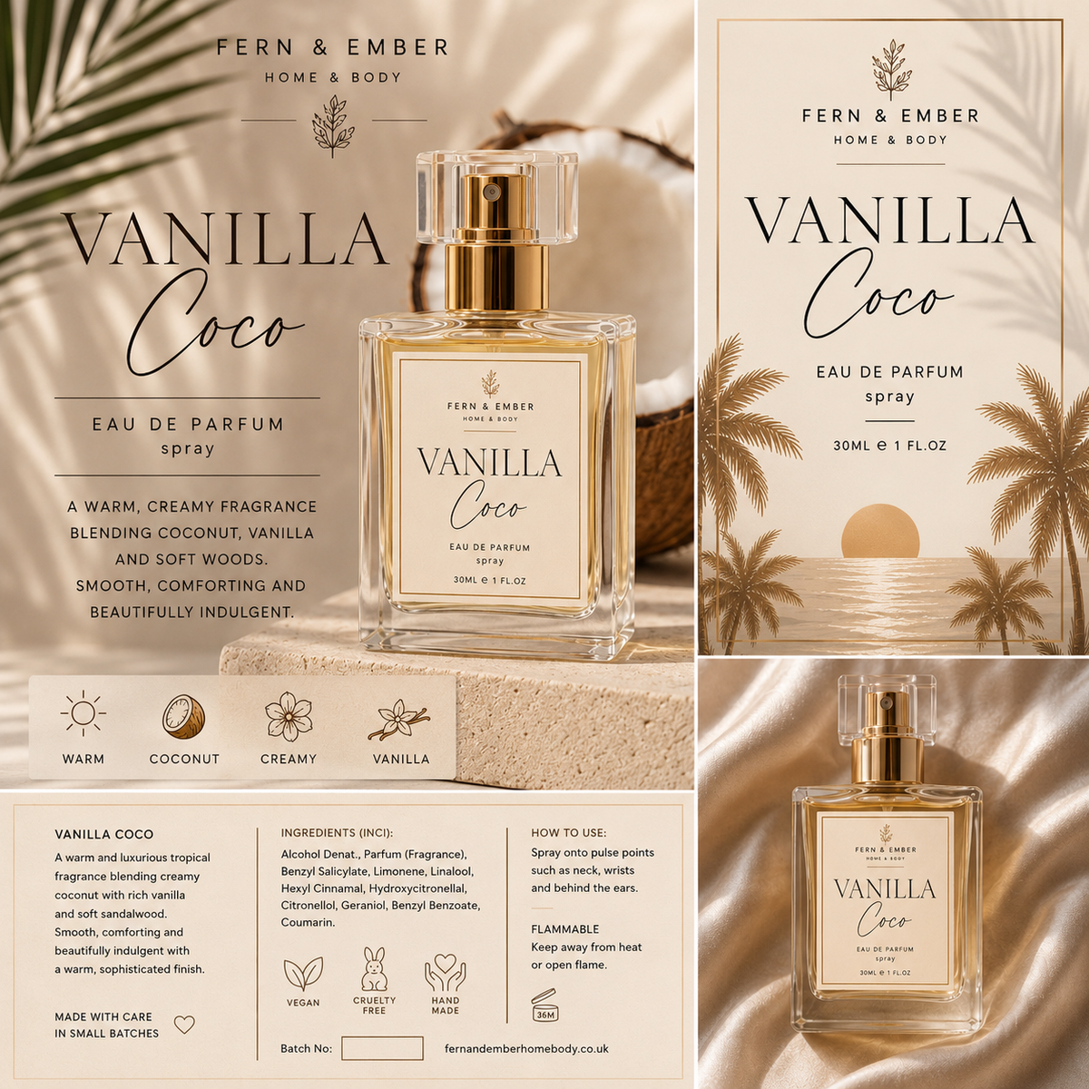 Vanilla Coco Eau De Parfum 30ml by Fern & Ember