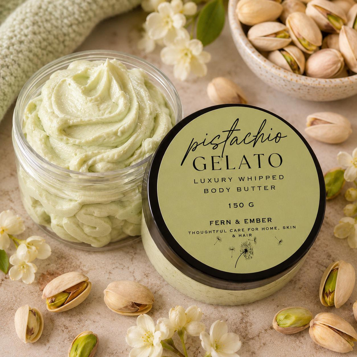 Pistachio Gelato Whipped Body Butter | Shea Pistachio Scent, Vegan Hydration