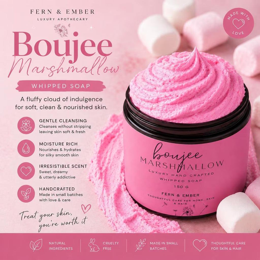Boujee Marshmallow Whipped Body Soap – Gourmand Scent, Vegan Bath Luxury